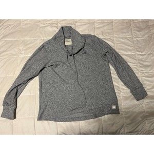 WOMENS STRAIGHT DOWN MISTY WAFFLE KNIT TOP GRAY LARGE GOLF HOODIE SWEATER SHIRT